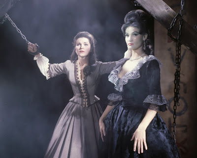 Debra Paget and Cathie Merchant in The Haunted Palace