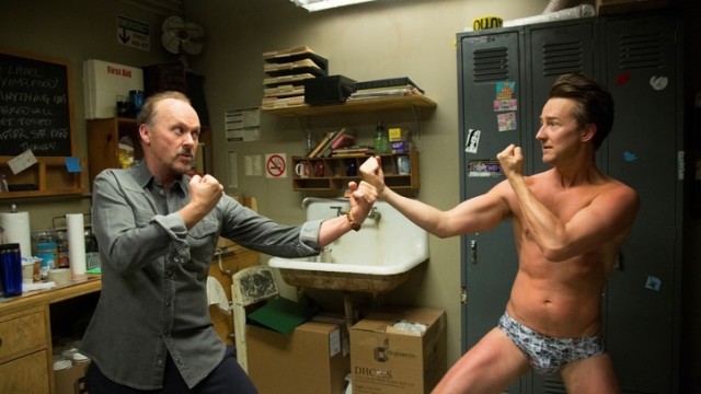 Michael Keaton and Edward Norton in Birdman