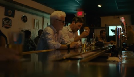 The booze magically appeared as soon as Hamm and Slattery entered the same frame.