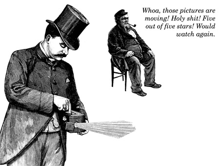 Don't know why the caption "The First Movie Review" is not included in this still.