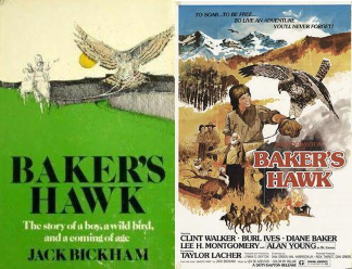 Book cover and movie poster for Baker's Hawk